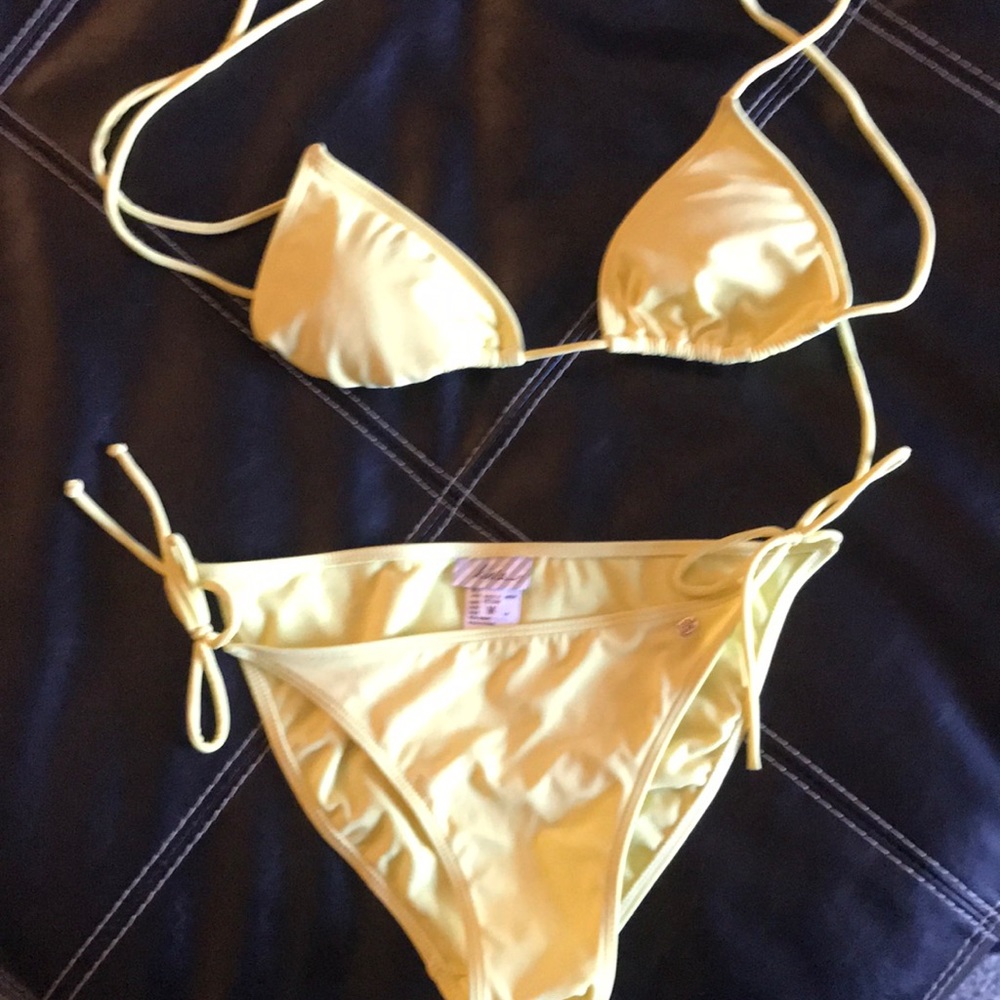 Yellow bikini top and bottoms